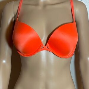 Victorias Secret Very Sexy Push Up Bra 34D Hot Neon Orange Convertible Womens